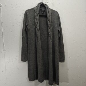 Karen Kane Womens Small Cardigan Gray Wool Blend Braided Collar Duster Sweater‎